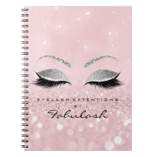 Cuaderno Gris plateado azotes Purpurina Ojos Maquillaje Ros