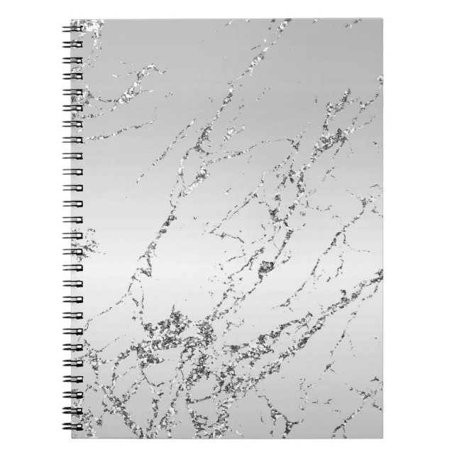 Cuaderno Gris Plateado Glitzy Falso Brillo (Frente)