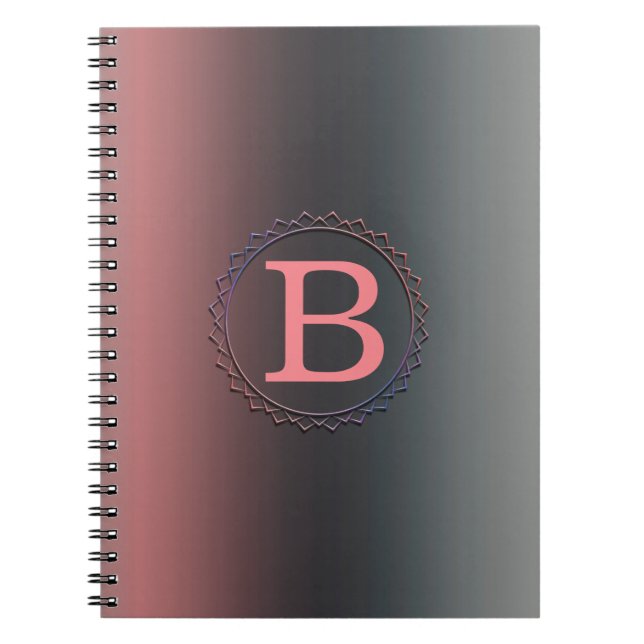 Cuaderno Gris, rosa, gradiente negro, Ombre. (Frente)