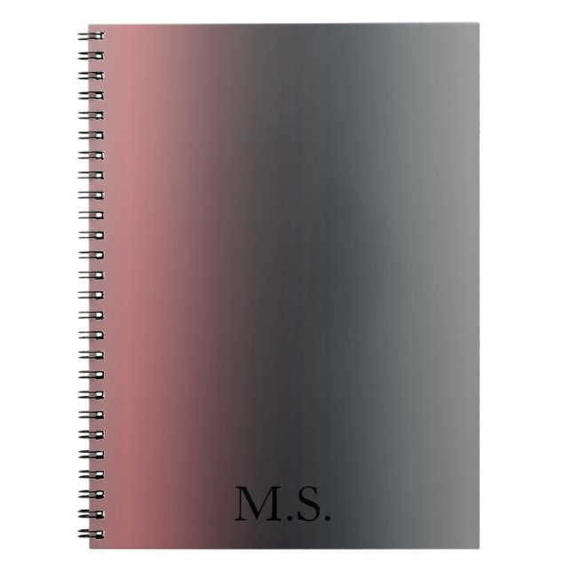 Cuaderno Gris, rosa, gradiente negro, Ombre. (Frente)