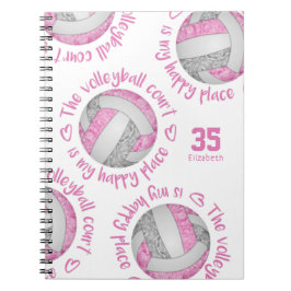 Cuaderno gris rosa La cancha de voleibol es mi lugar feliz