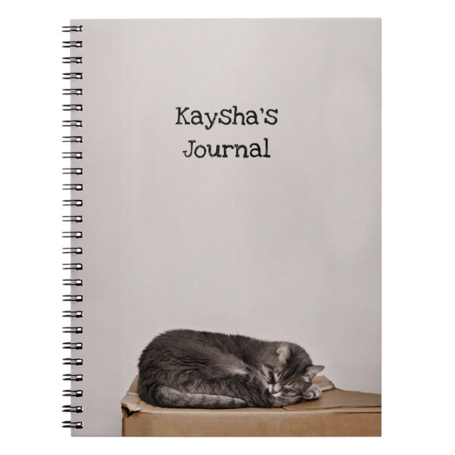 Cuaderno Gris Tabat Cat Dormir En La Caja (Frente)