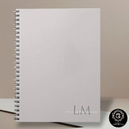 Cuaderno gris taupe de monograma personalizado