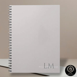 Cuaderno gris taupe de monograma personalizado