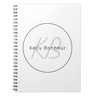 Cuaderno Gris y negro blancos modernos   Nombre de Guay y M