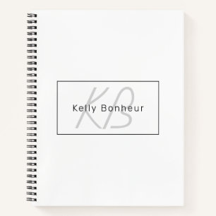 Cuaderno Gris y negro blancos modernos   Nombre de Guay y M