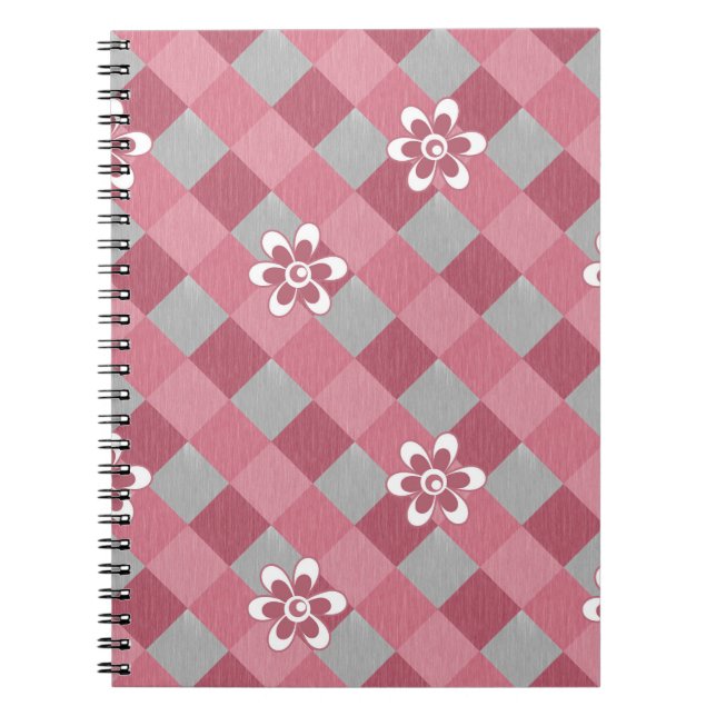 Cuaderno Gris y rosa graso con flores de camomila (Frente)