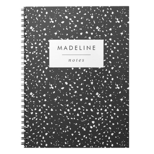 Cuaderno Gris y Terrazo Blanco de carbón vegetal de moda (Frente)