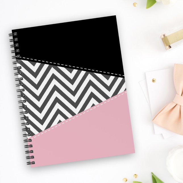 Cuaderno Gris Zigzag, Gris Chevron, Zigzag Pattern, Rosa (Subido por el creador)