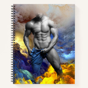 Cuaderno Grito de la figura muscular masculina en escala de