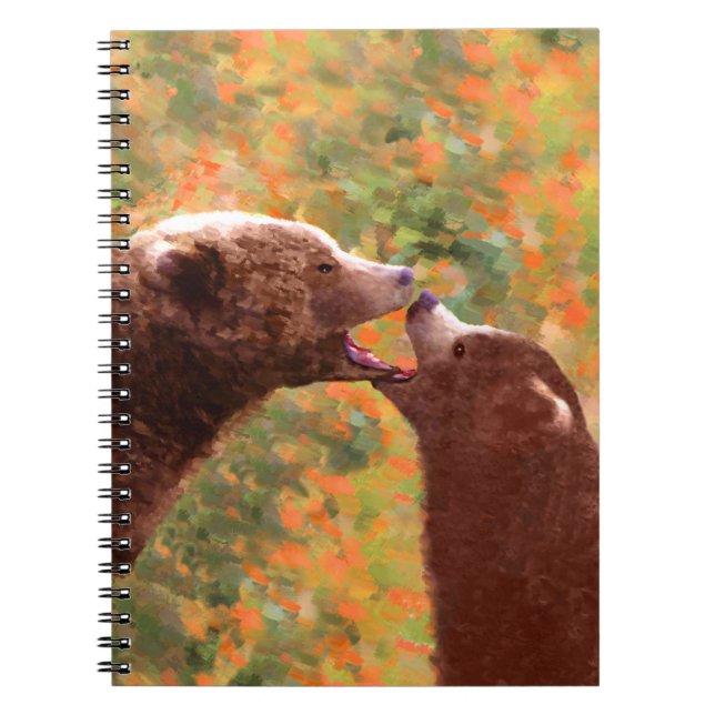 Cuaderno Grizzly Bear Mom and Cub Painting - Wildlife Art (Frente)