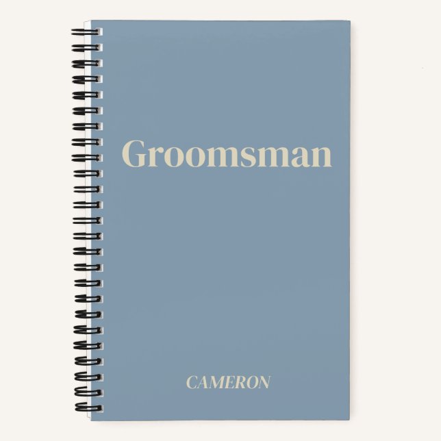 Cuaderno Groomsman Minimalista personalizada Dusty Blue (Anverso)