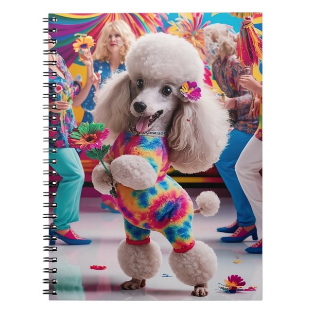Cuaderno Groovie Hippie 60 bailando de caniche en la disco (Frente)