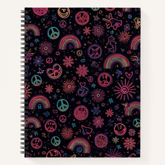 Cuaderno Groovy 70s Psychedelic Tumbler | Smiley Faces (Anverso)