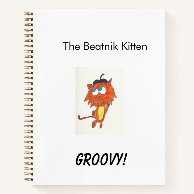 Cuaderno Groovy Beatnik Kitten Notebook/Journal (Anverso)