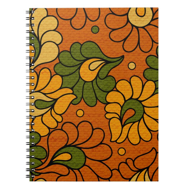 Cuaderno Groovy Bloom - Retro Floral 1970s Notebook (Frente)
