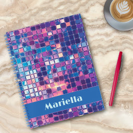 Cuaderno Groovy Blue & Purple Disco Ball Personalizado