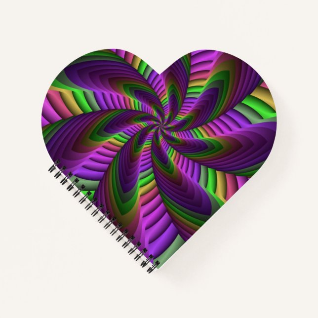 Cuaderno Groovy Energetic Colorful Neon Fractal (Anverso)