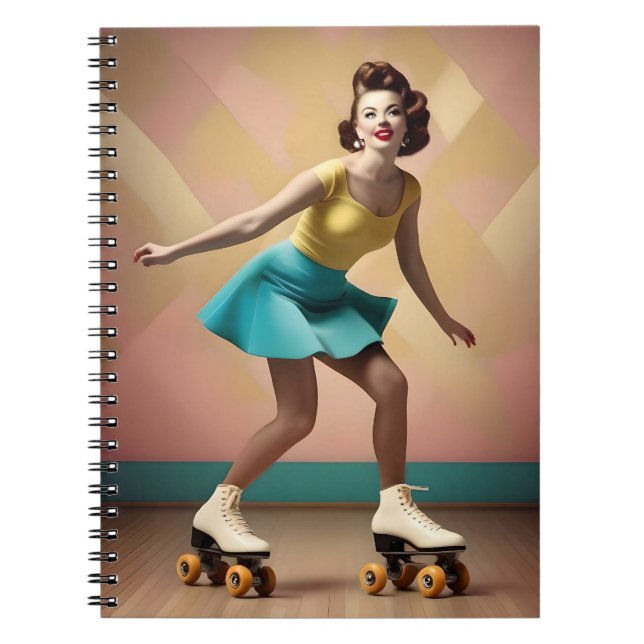Cuaderno "Groovy Glide: Ritmos Retro en Ruedas de Patinaje" (Frente)