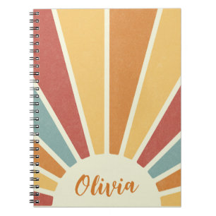 Cuaderno Groovy grunge estilo retro diseño del sol