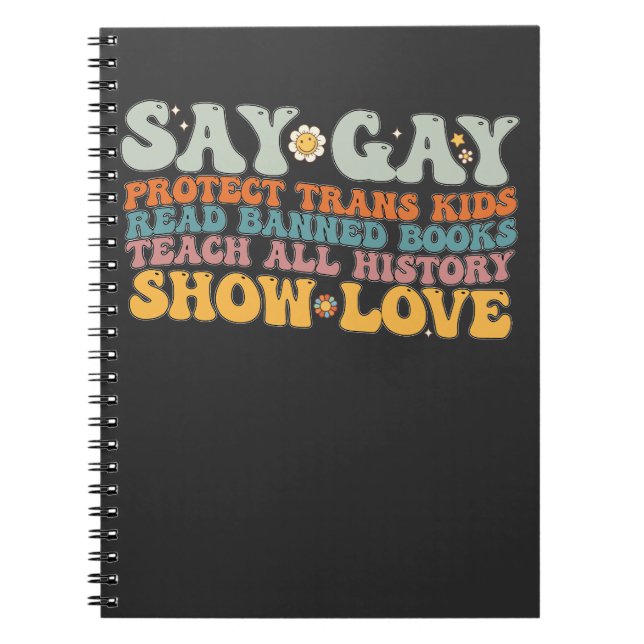 Cuaderno Groovy LGBT Di Gay Protege a los Niños Trans Leer  (Frente)