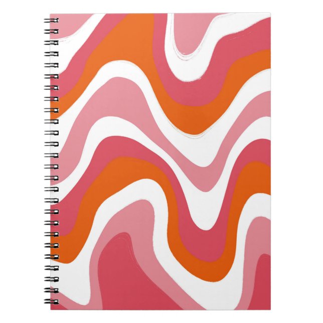 Cuaderno Groovy Líquido Naranja y Rosa Ondulado (Frente)