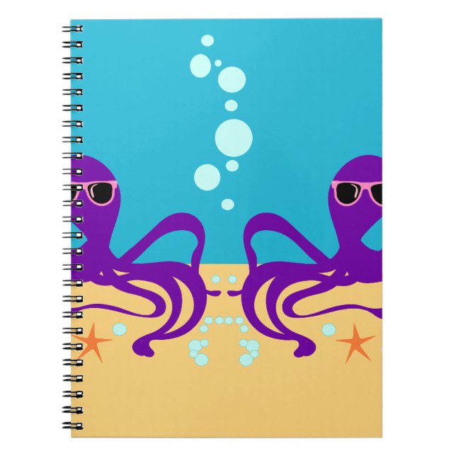 Cuaderno Groovy Octopus Fun Cartoon Pattern Art (Frente)