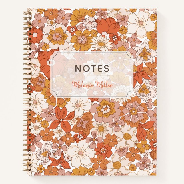 Cuaderno Groovy patrón floral retro (Anverso)