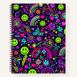 Cuaderno Groovy Psychedelic Smiley Face Notebook - Retro 70