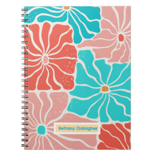 Cuaderno Groovy Retro Floral Espiral personalizada