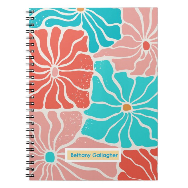 Cuaderno Groovy Retro Floral | Espiral personalizada (Frente)