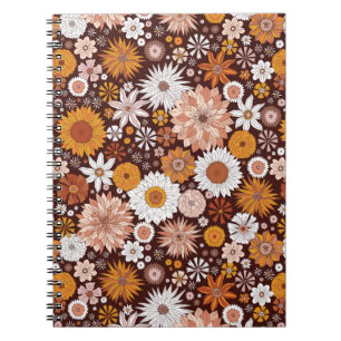Cuaderno Groovy Retro Flower Garden Pattern