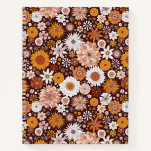 Cuaderno Groovy Retro Flower Garden Pattern