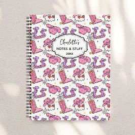 Cuaderno Groovy Retro Halloween Cowboy Monogram 