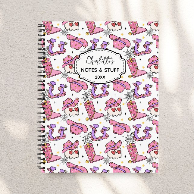 Cuaderno Groovy Retro Halloween Cowboy Monogram  (Subido por el creador)