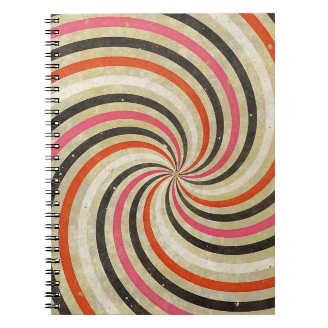 Cuaderno Groovy Retro Spiral Sunbeam Ray Swirl Design (Frente)