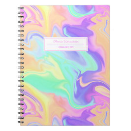 Cuaderno Groovy Retro Tie Dye Pastel Marble Swirl