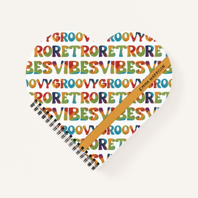 Cuaderno Groovy Retro Vibes Multicolor inspirado en los año (Anverso)