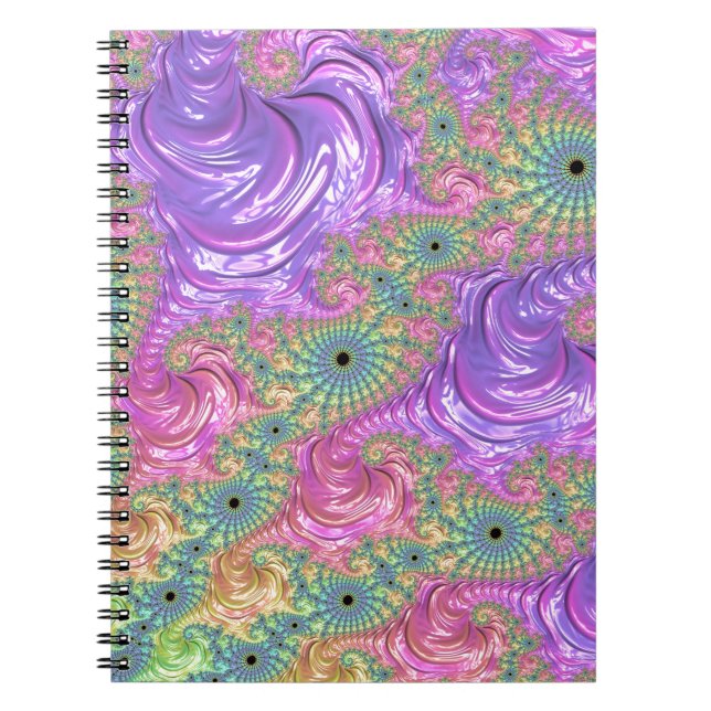 Cuaderno Groovy Trippy Boho Jewel Tone Rainbow Fractal (Frente)