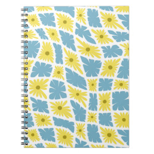 Cuaderno Groovy Wavy Trippy 60 Cheques de flores azul amari