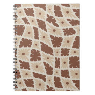 Cuaderno Groovy Wavy Trippy 60 Cheques de flores Marrón neu