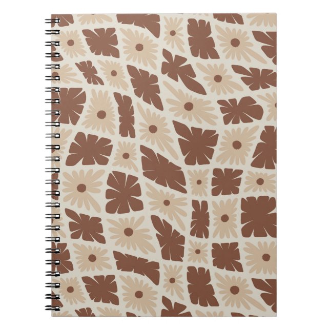 Cuaderno Groovy Wavy Trippy 60 Cheques de flores Marrón neu (Frente)