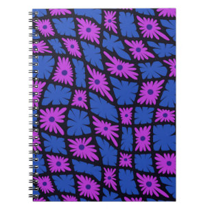 Cuaderno Groovy Wavy Trippy 60 Flores Cheques Blue Pink