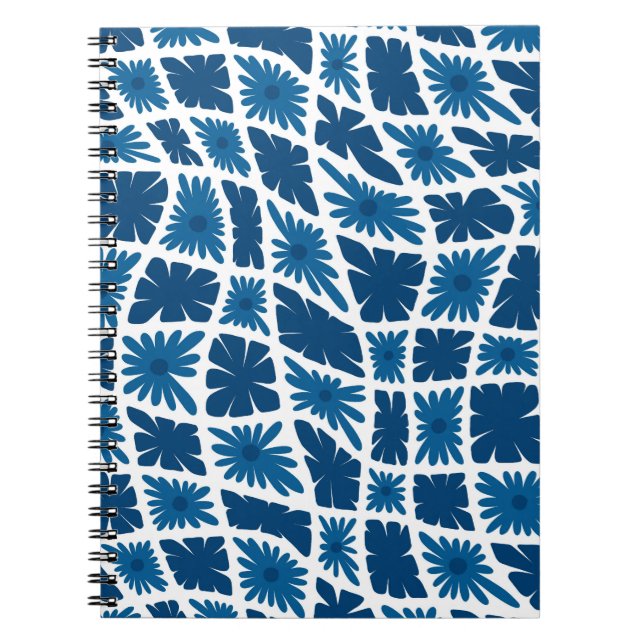 Cuaderno Groovy Wavy Trippy 60 Flores Cheques Blues (Frente)