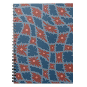 Cuaderno Groovy Wavy Trippy 60 Flores Cheques Rojo Azul