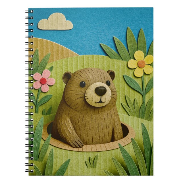 Cuaderno Groundhog en la madriguera, arte de cartón (Frente)