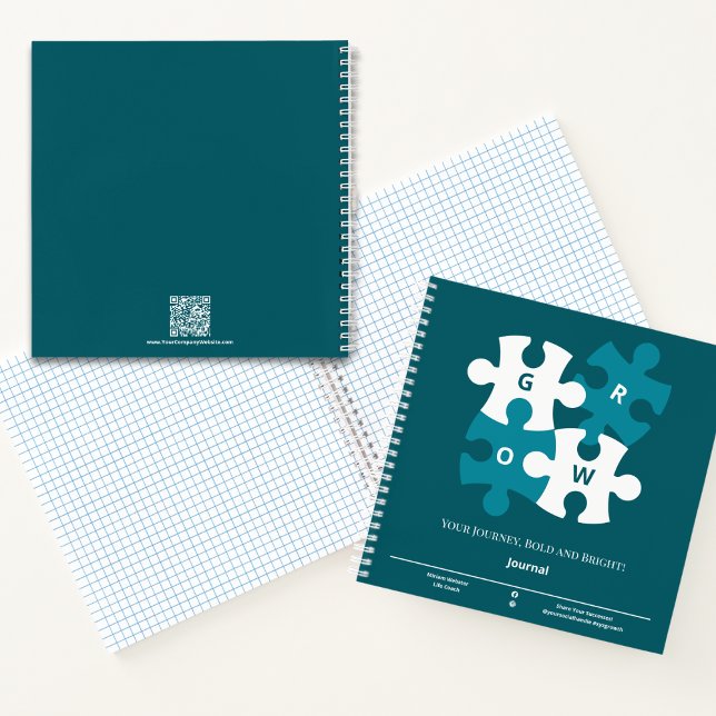 Cuaderno Grove el rompecabezas de tu entrenador Verde azula (Teal White Grow Puzzle Your Journey Teal Life Coach Notebook)