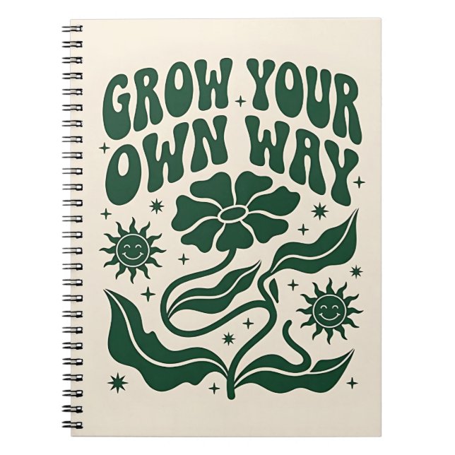 Cuaderno Grow Your Own Way | Green Motivational Retro (Frente)