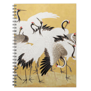 Cuaderno Grúas japonesas de rebaño Vintage Pájaro Rico Clás