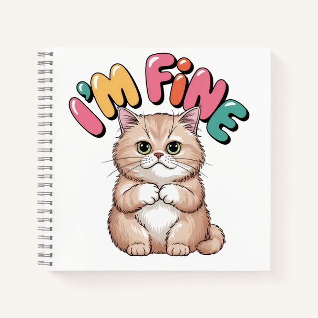 Cuaderno Grumpy Cat "I'm Fine" Funny Cartoon Shirt (Anverso)